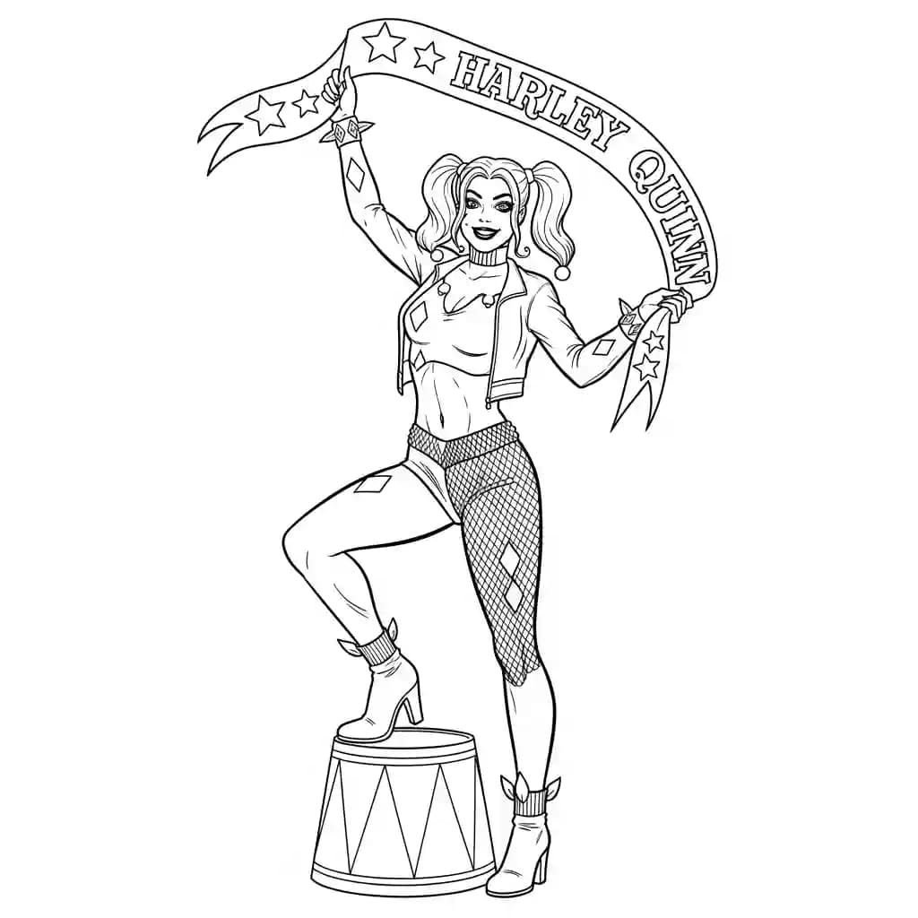 Desenhos da Arlequina para Imprimir e Colorir