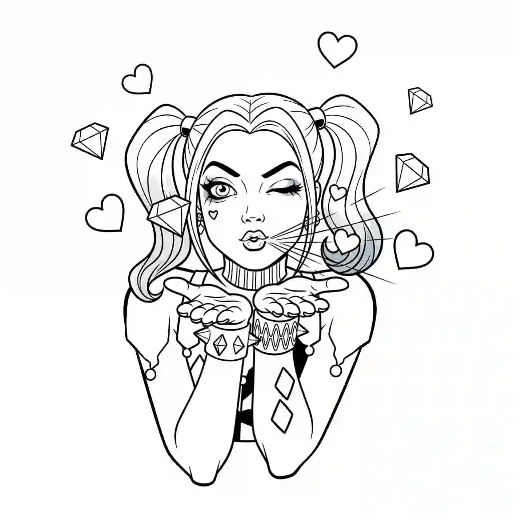 Desenhos da Arlequina para Imprimir e Colorir