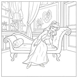 Desenho para colorir de A Princesa e o Sapo com cena encantada