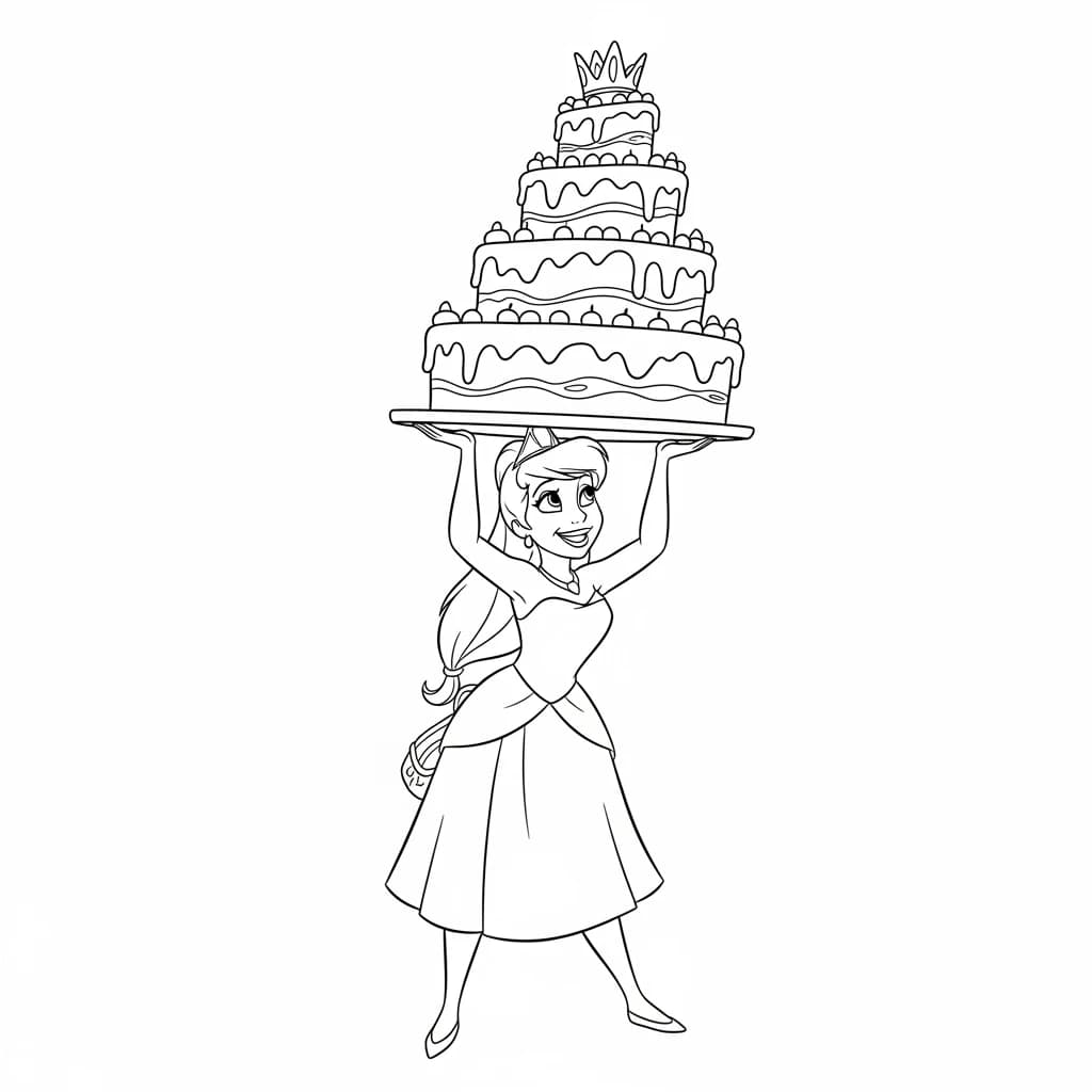 Desenho para colorir de A Princesa e o Sapo com cena encantada
