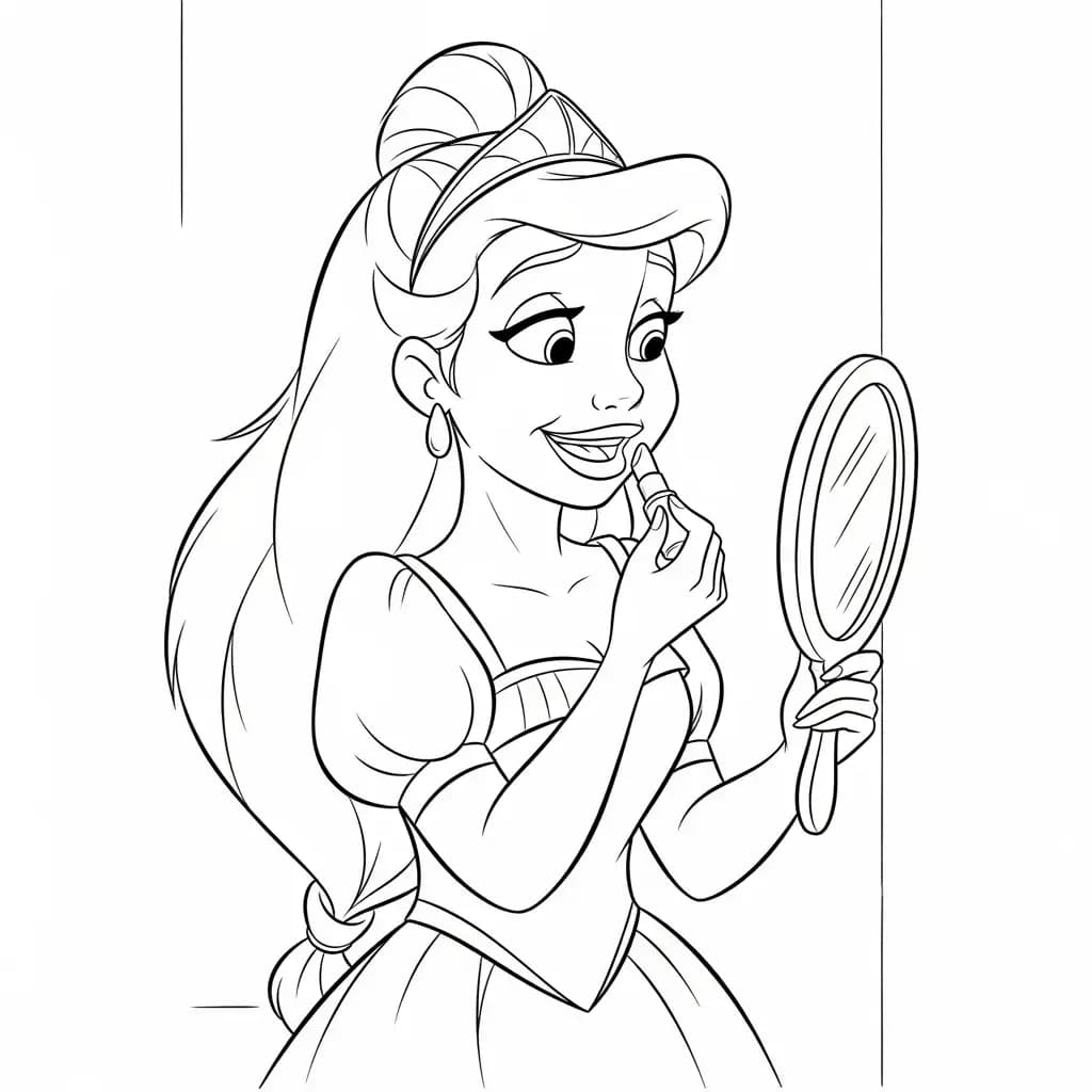 Desenho para colorir de A Princesa e o Sapo com cena encantada