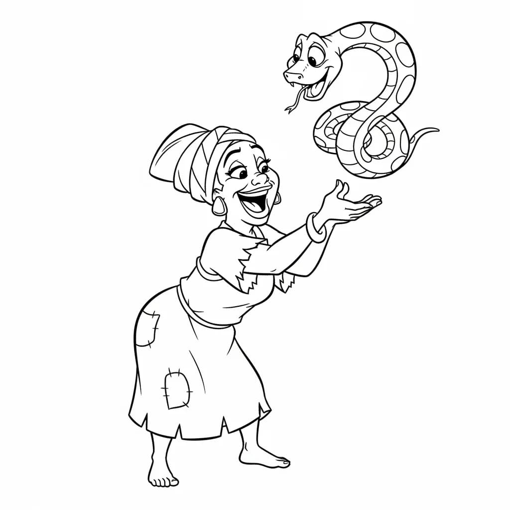 Desenho para colorir de A Princesa e o Sapo com cena encantada
