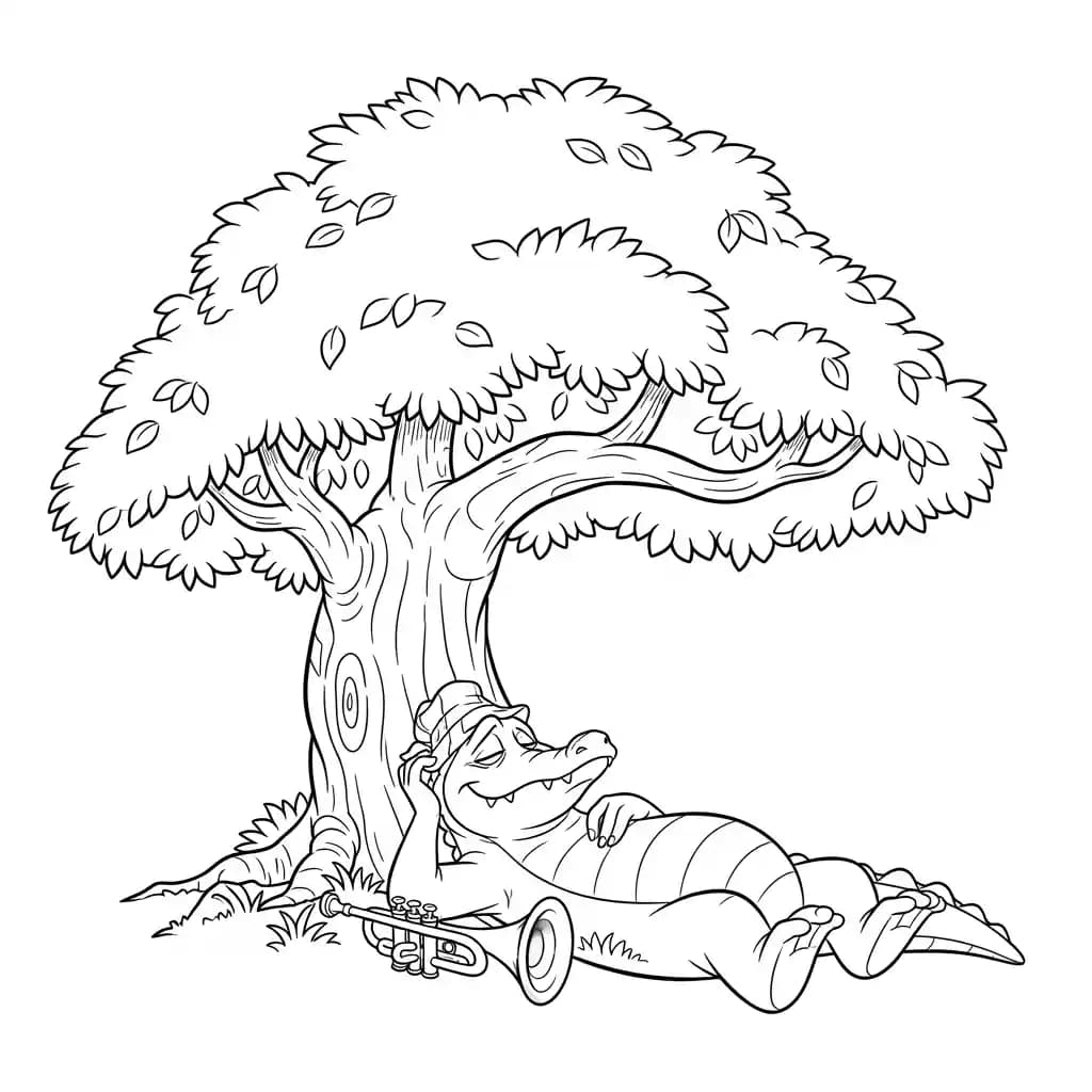 Desenho para colorir de A Princesa e o Sapo com cena encantada