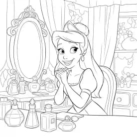 Desenho para colorir de A Princesa e o Sapo com cena encantada