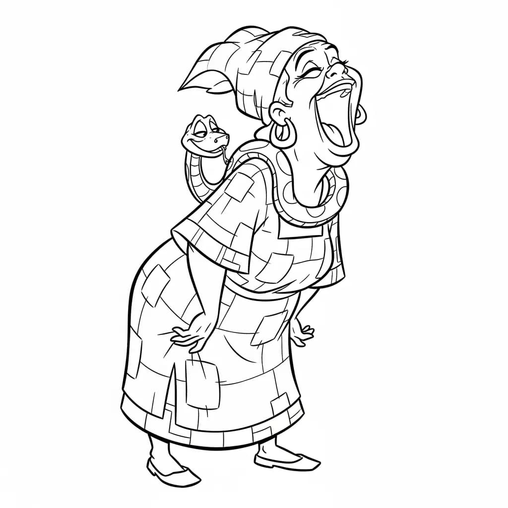 Desenho para colorir de A Princesa e o Sapo com cena encantada