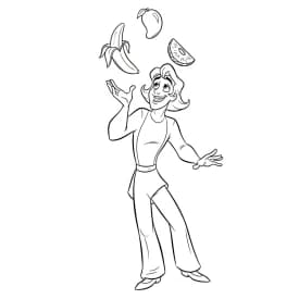 Desenho para colorir de A Princesa e o Sapo com cena encantada