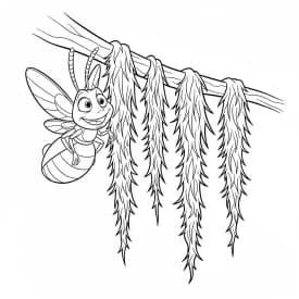 Desenho para colorir de A Princesa e o Sapo com cena encantada