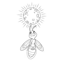 Desenho para colorir de A Princesa e o Sapo com cena encantada