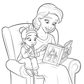 Desenhos de A Princesa e o Sapo para Imprimir e Colorir Desenho para colorir de A Princesa e o Sapo com cena encantada