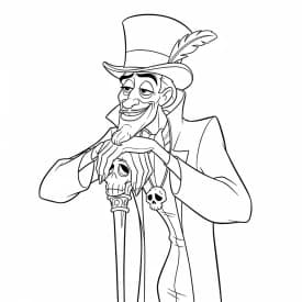 Desenho para colorir de A Princesa e o Sapo com cena encantada