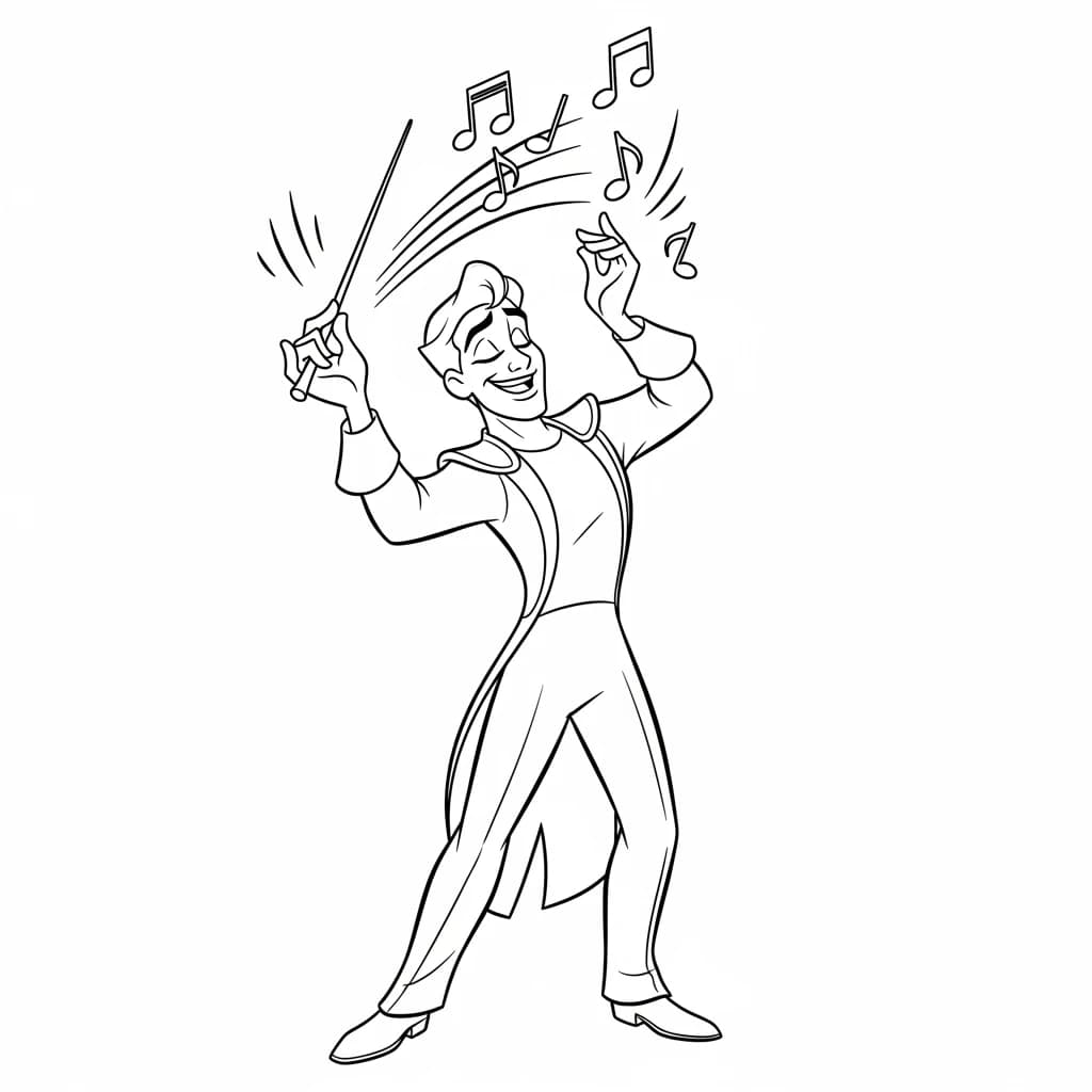 Desenho para colorir de A Princesa e o Sapo com cena encantada