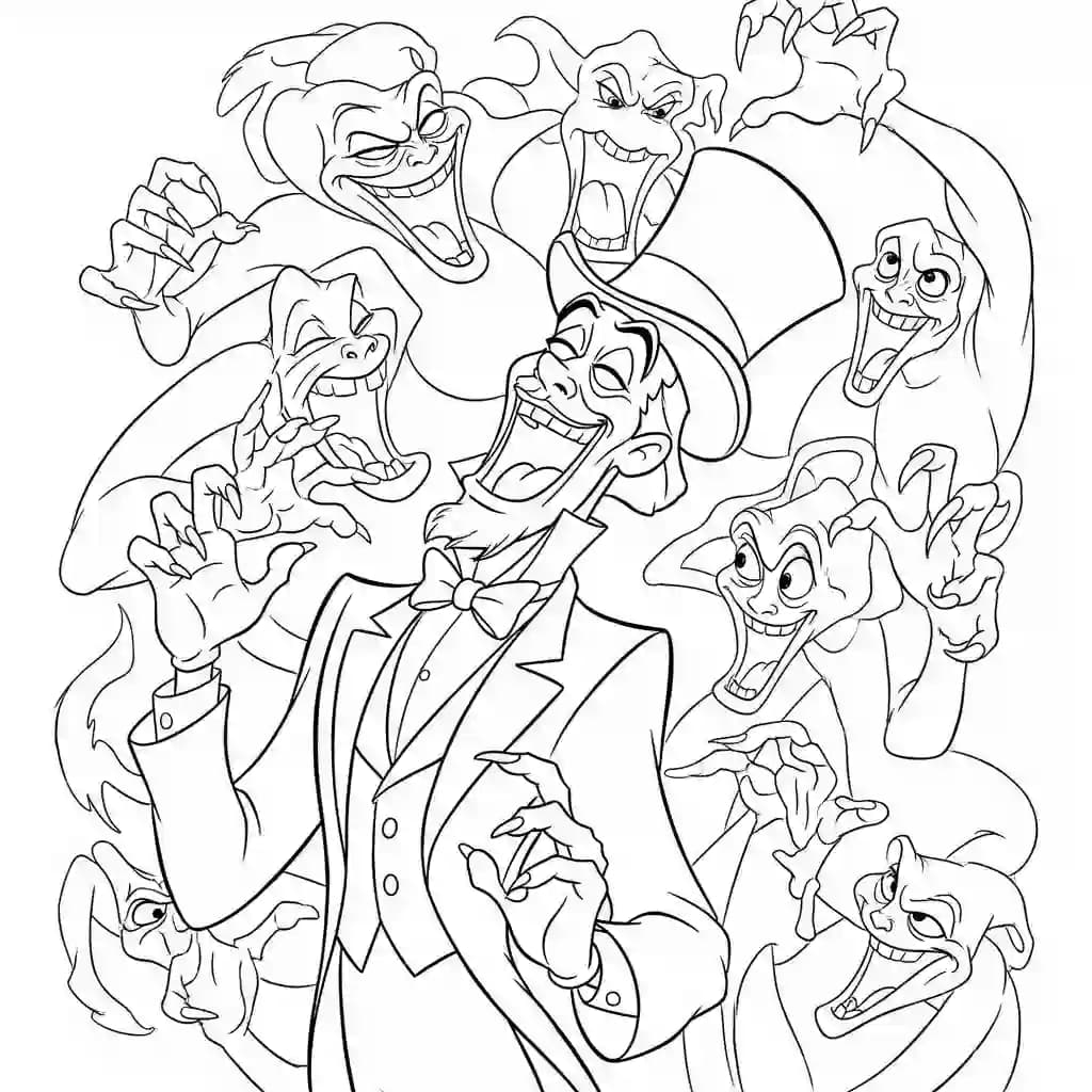 Desenho para colorir de A Princesa e o Sapo com cena encantada