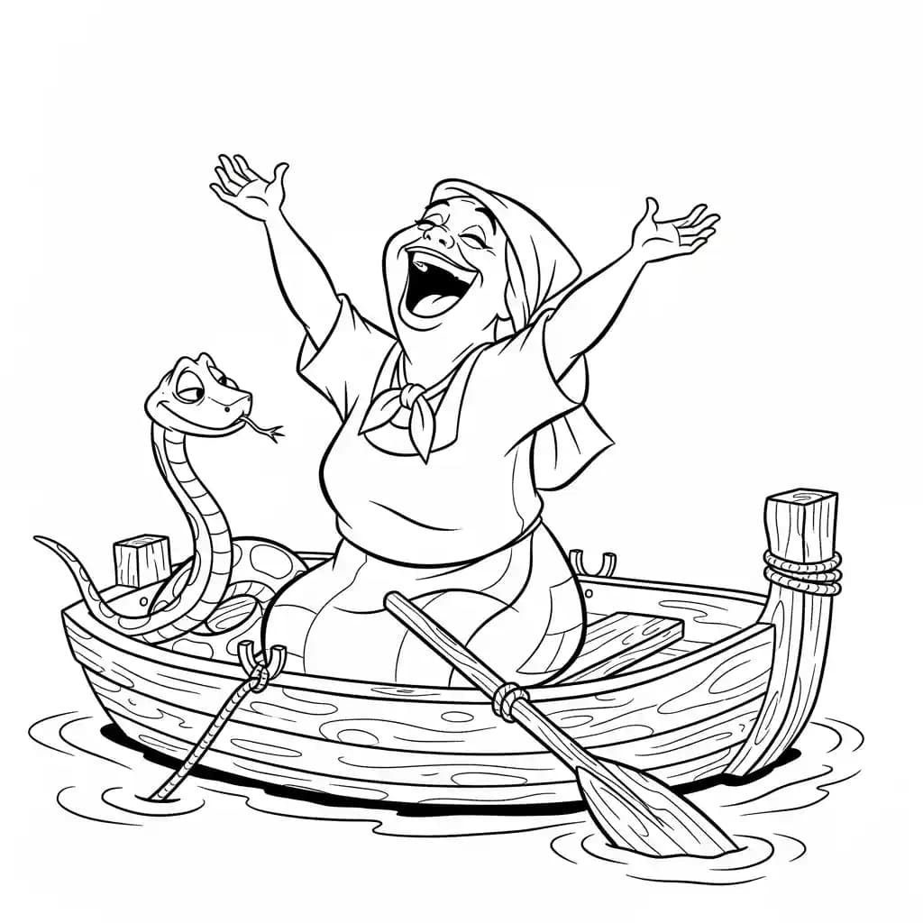 Desenho para colorir de A Princesa e o Sapo com cena encantada