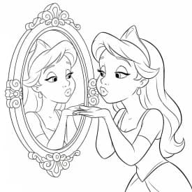 Desenho para colorir de A Princesa e o Sapo com cena encantada