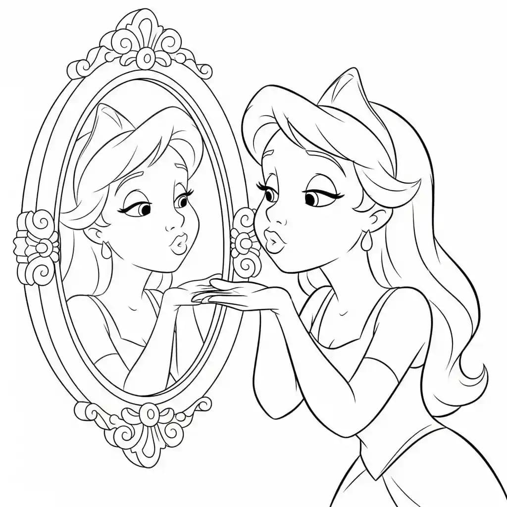 Desenho para colorir de A Princesa e o Sapo com cena encantada