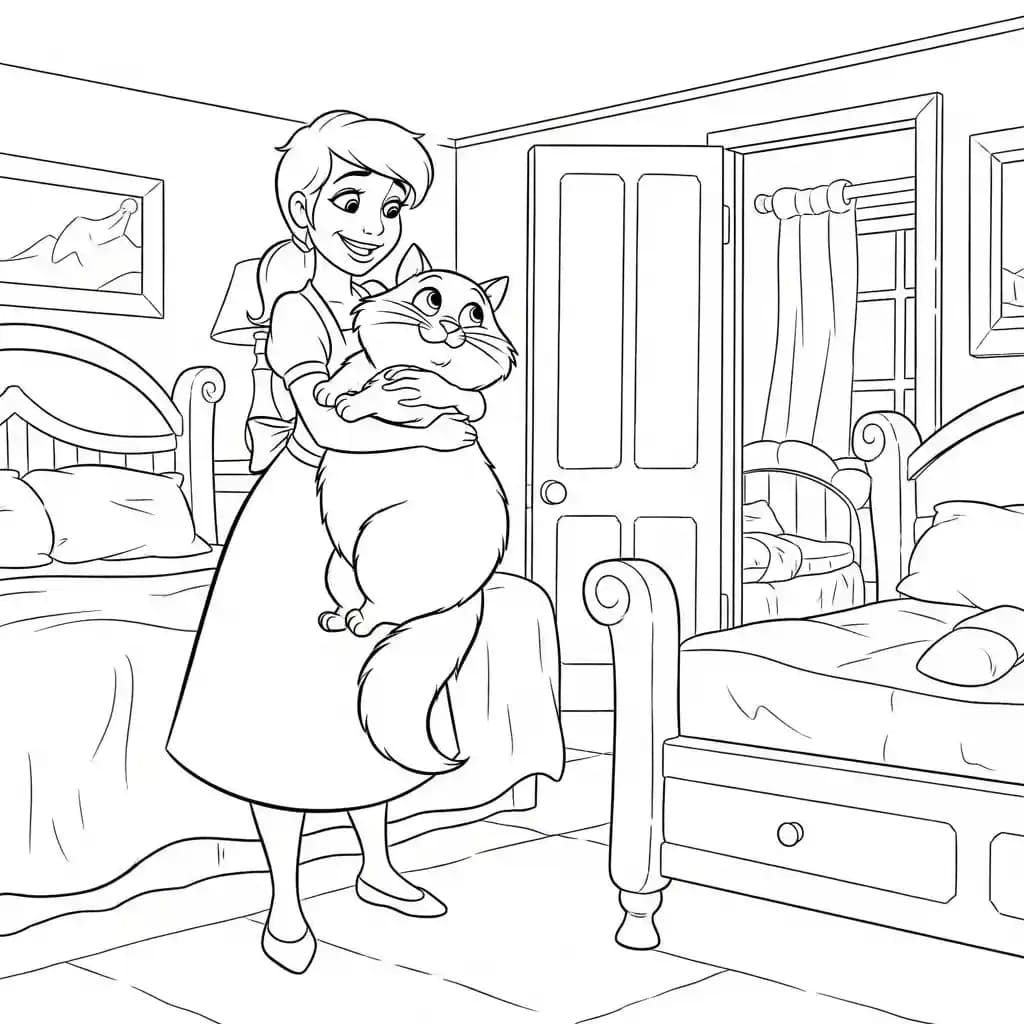 Desenho para colorir de A Princesa e o Sapo com cena encantada