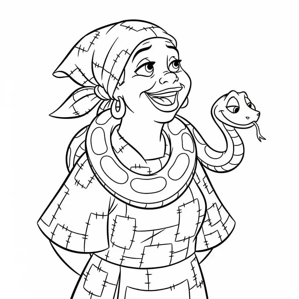 Desenho para colorir de A Princesa e o Sapo com cena encantada