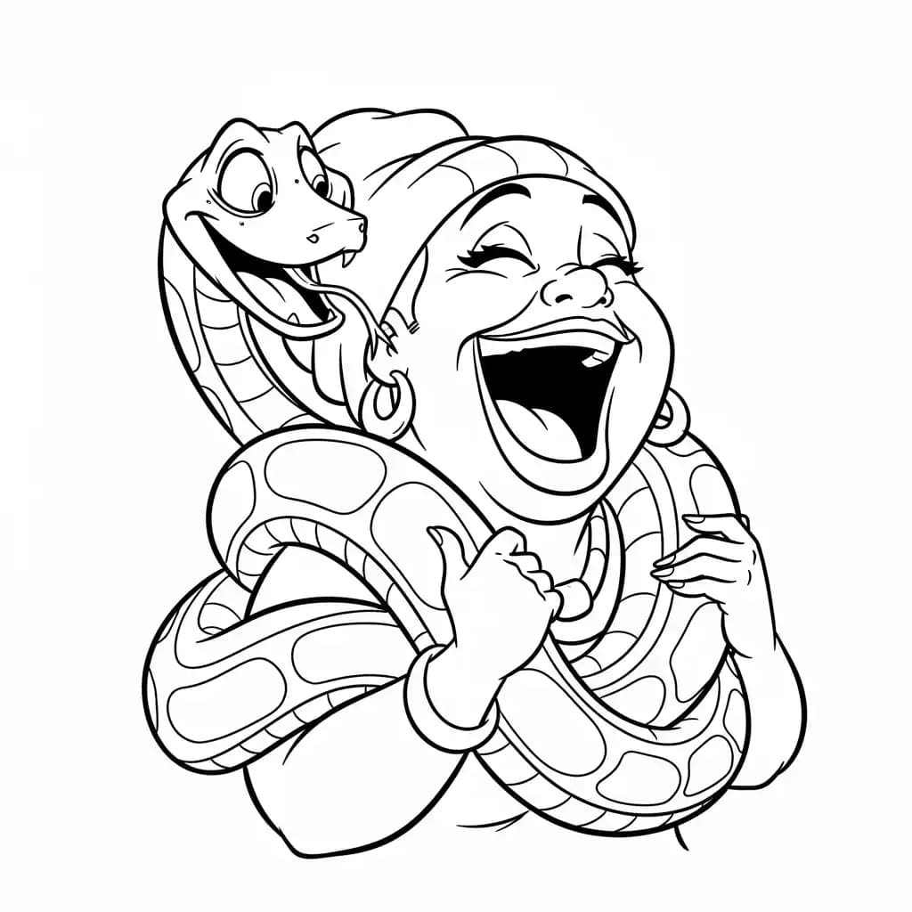 Desenho para colorir de A Princesa e o Sapo com cena encantada