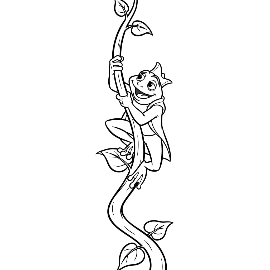 Desenho para colorir de A Princesa e o Sapo com cena encantada