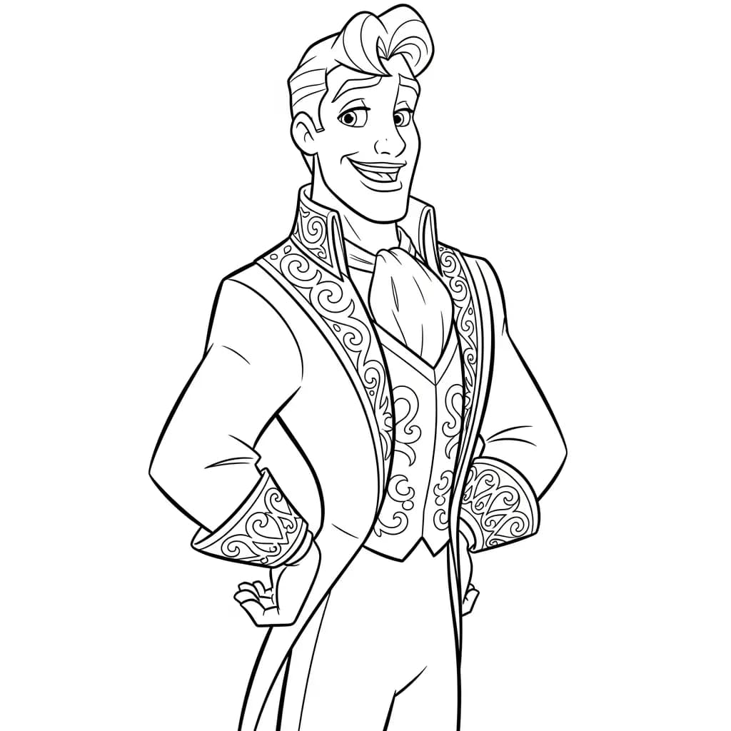 Desenho para colorir de A Princesa e o Sapo com cena encantada