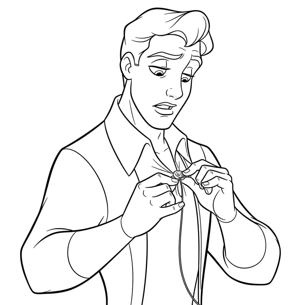 Desenho para colorir de A Princesa e o Sapo com cena encantada