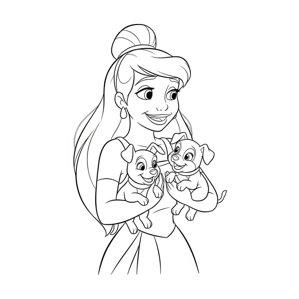 Desenho para colorir de A Princesa e o Sapo com cena encantada