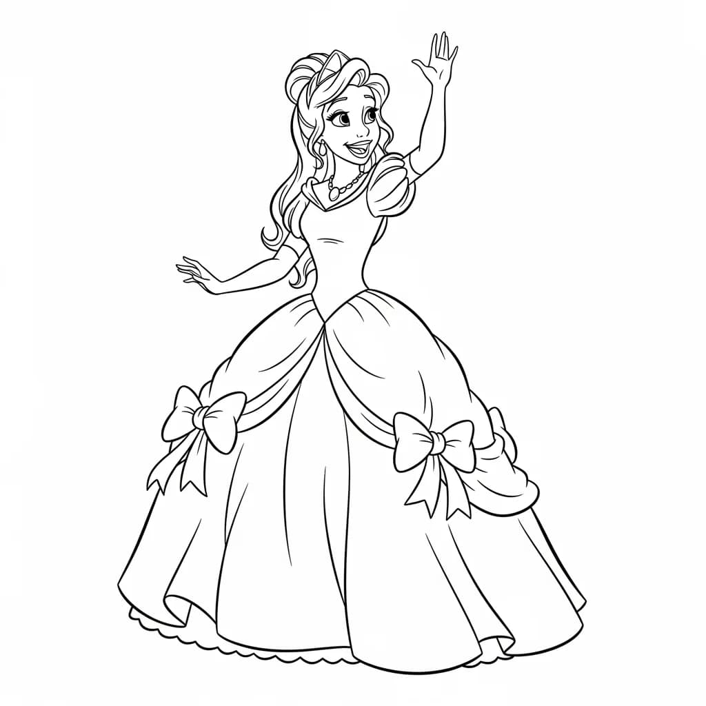 Desenho para colorir de A Princesa e o Sapo com cena encantada