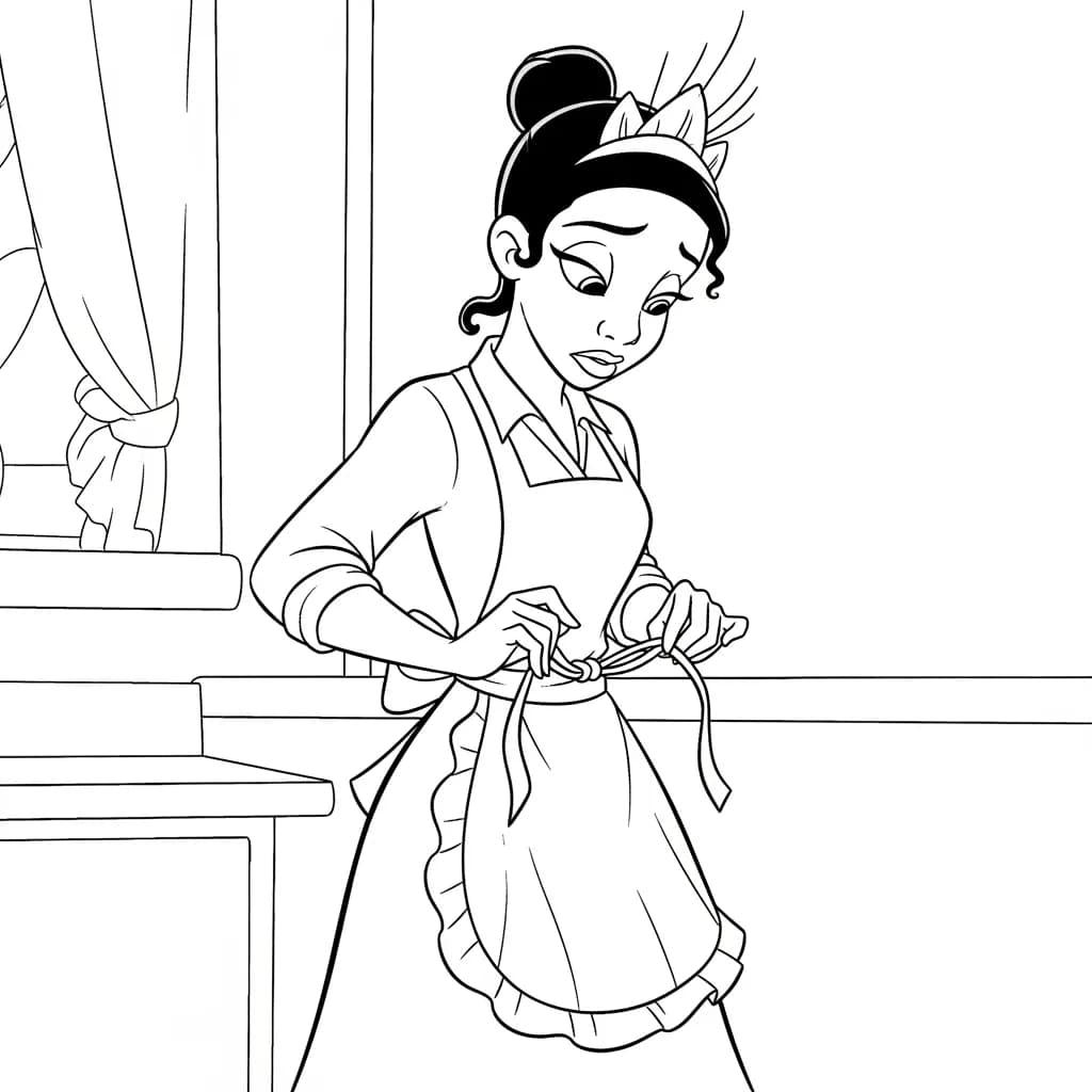 Desenho para colorir de A Princesa e o Sapo com cena encantada