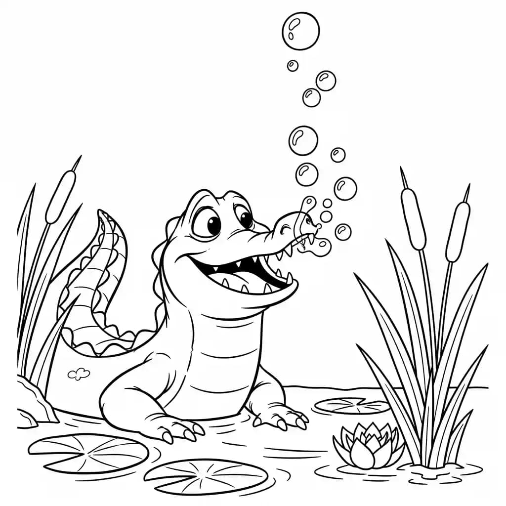 Desenho para colorir de A Princesa e o Sapo com cena encantada