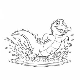 Desenho para colorir de A Princesa e o Sapo com cena encantada