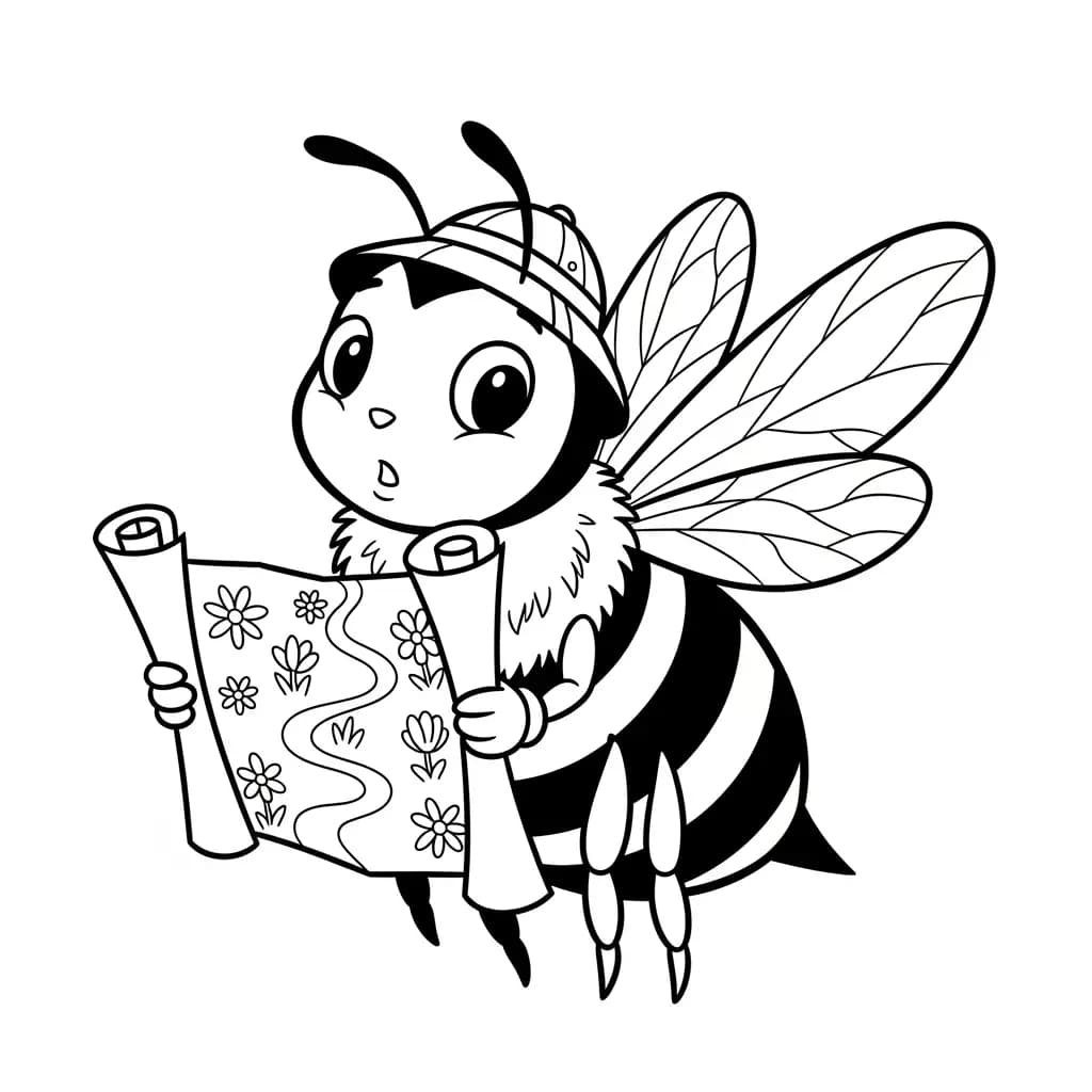 desenho fofo de abelha para colorir