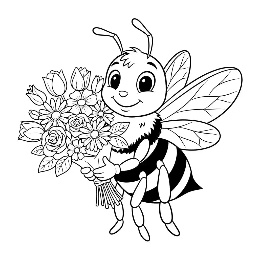 desenho fofo de abelha para colorir