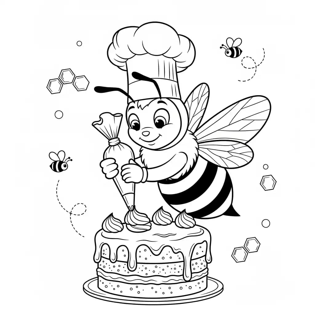 desenho fofo de abelha para colorir