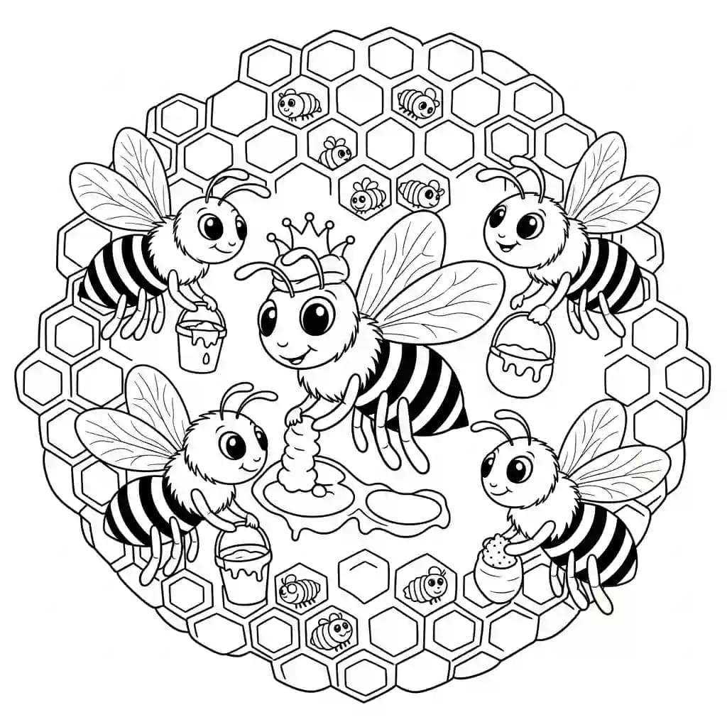 desenho fofo de abelha para colorir