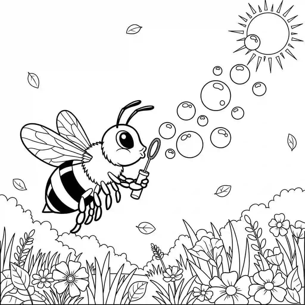 desenho fofo de abelha para colorir