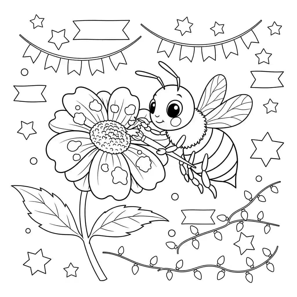 desenho fofo de abelha para colorir