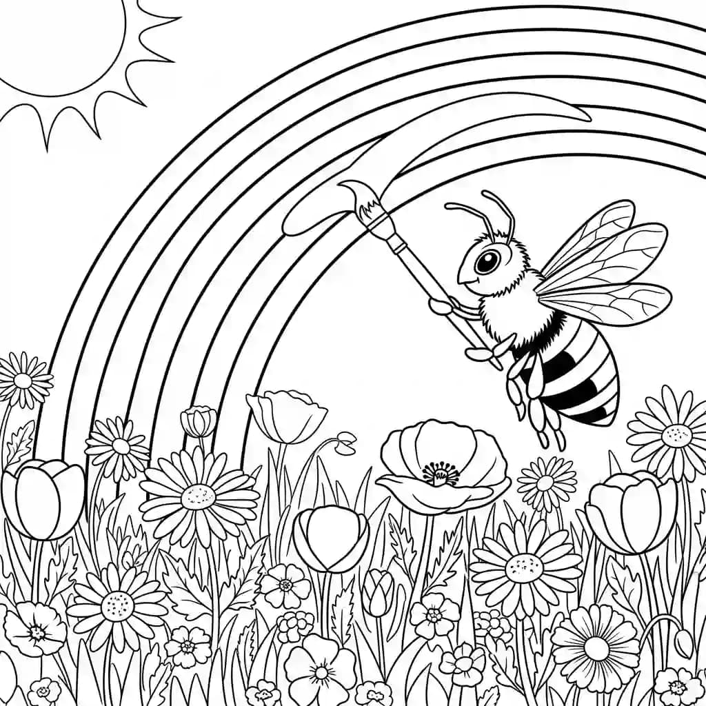 desenho fofo de abelha para colorir