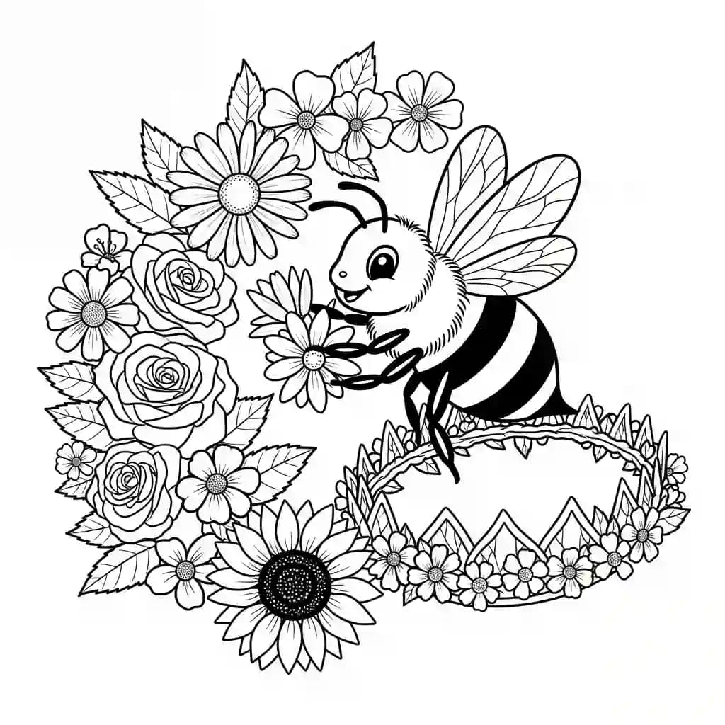 desenho fofo de abelha para colorir