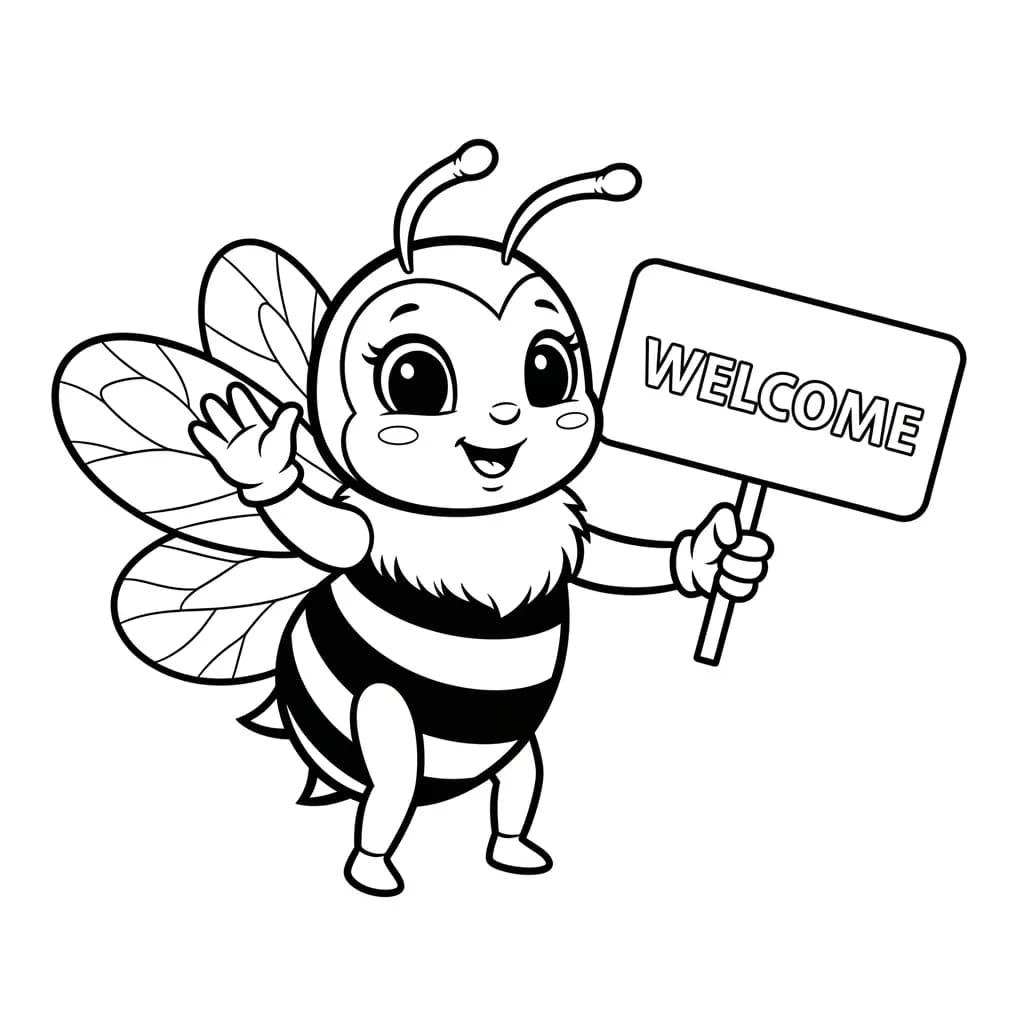 desenho fofo de abelha para colorir