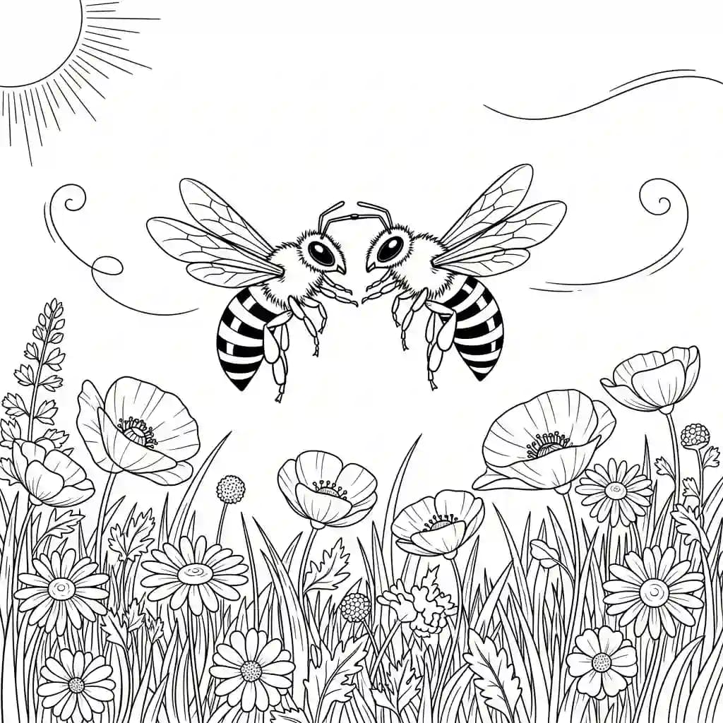 desenho fofo de abelha para colorir