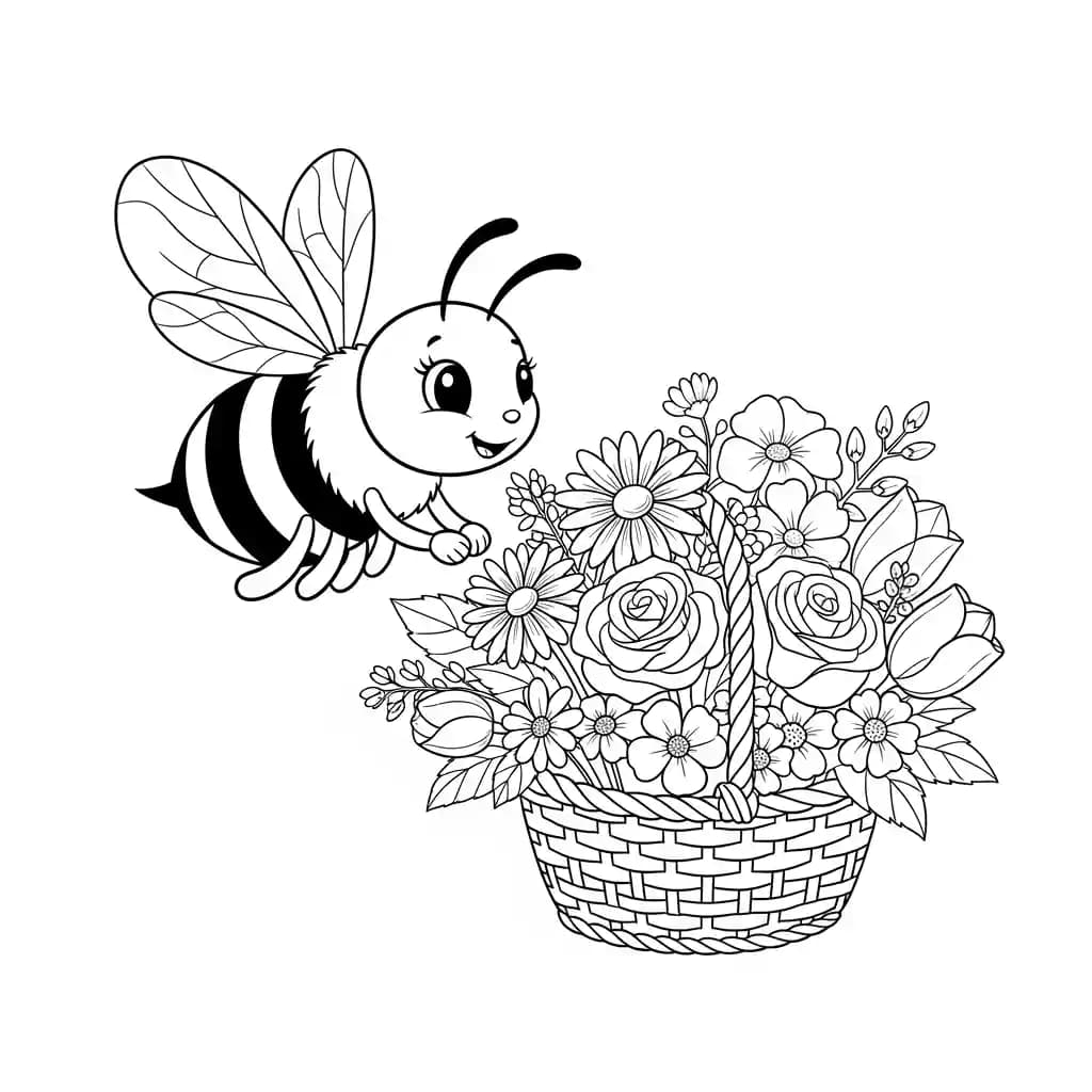 desenho fofo de abelha para colorir