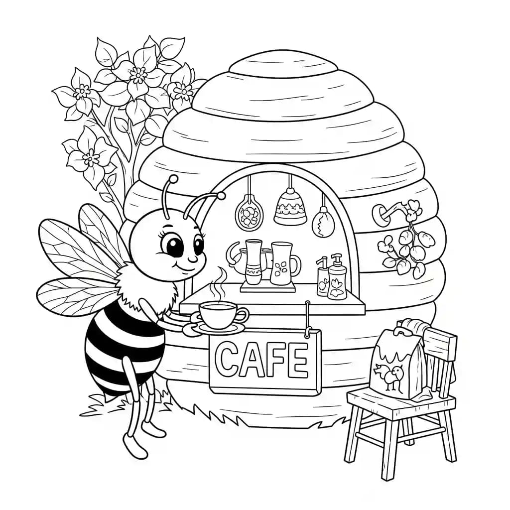 desenho fofo de abelha para colorir