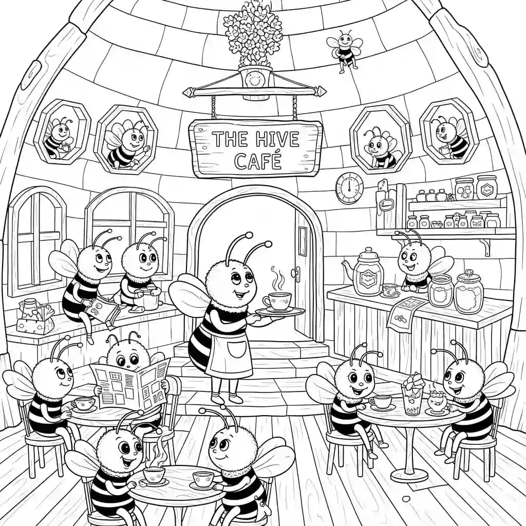 desenho fofo de abelha para colorir