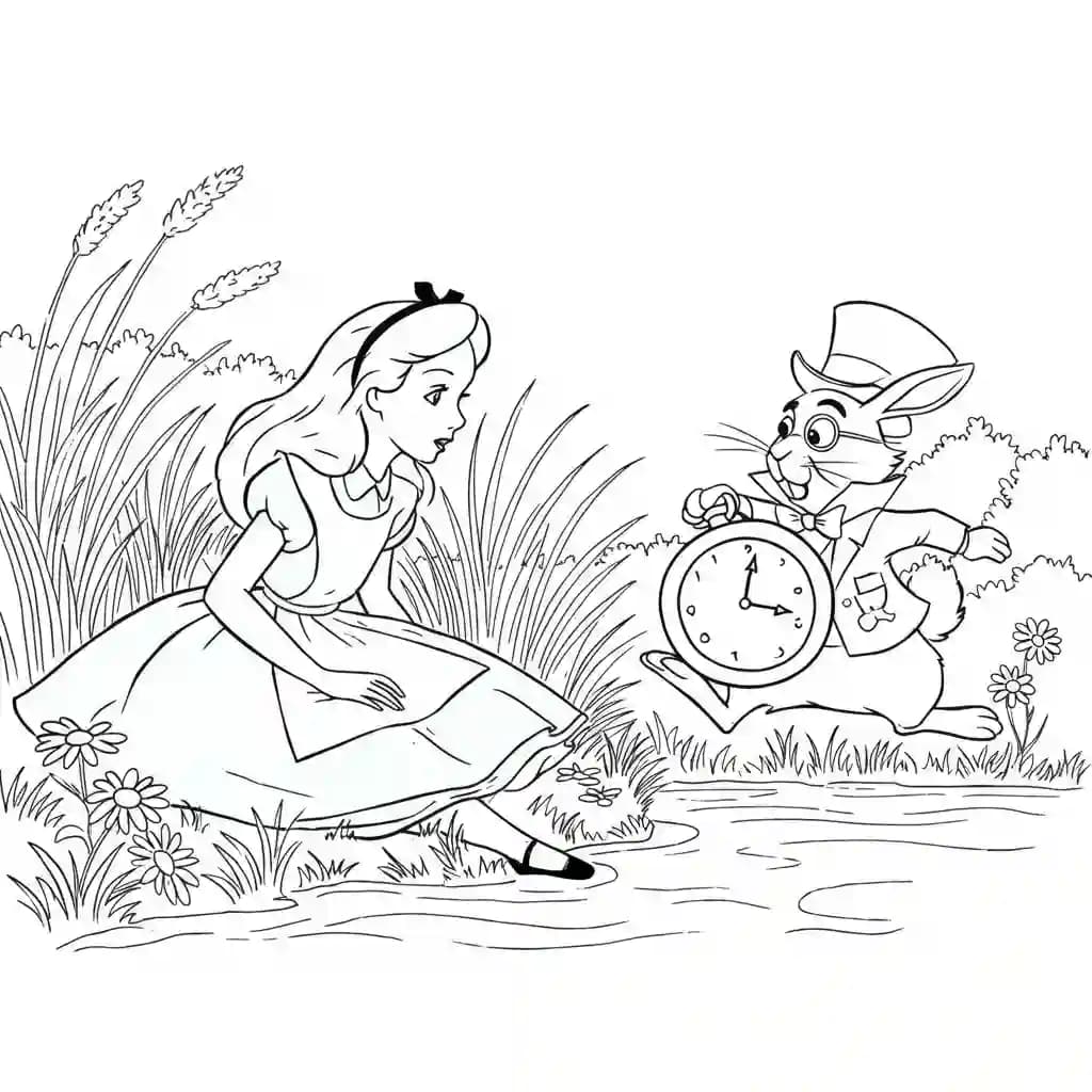 alice tomando chá com o chapeleiro maluco – desenho para colorir