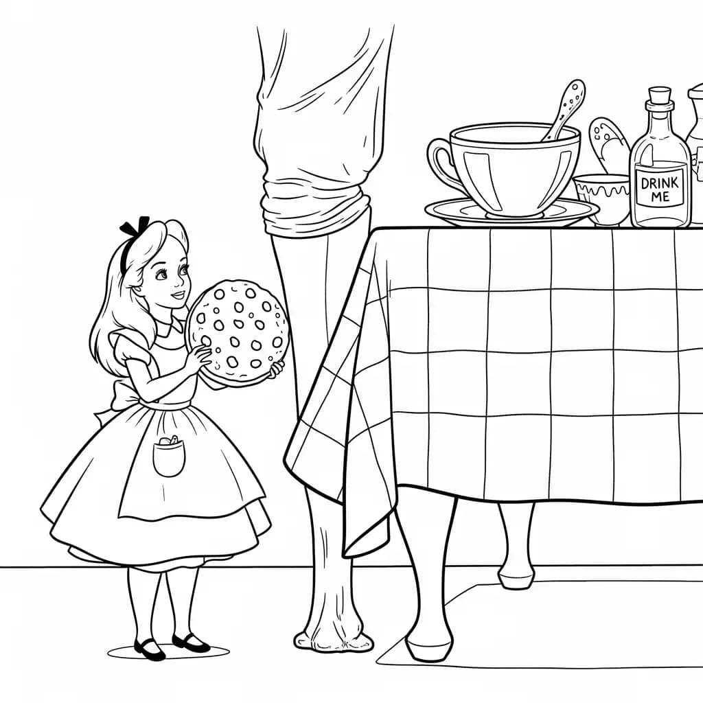 alice tomando chá com o chapeleiro maluco – desenho para colorir