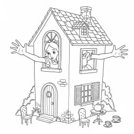 alice tomando chá com o chapeleiro maluco – desenho para colorir