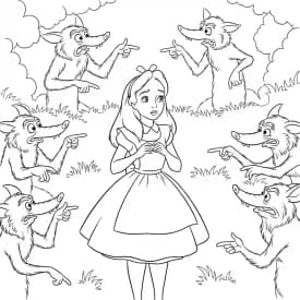 alice tomando chá com o chapeleiro maluco – desenho para colorir