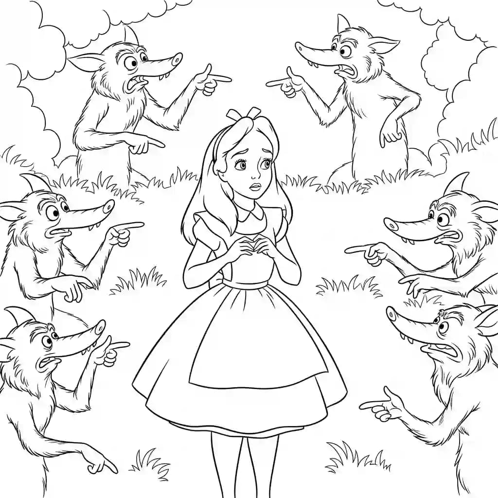 alice tomando chá com o chapeleiro maluco – desenho para colorir