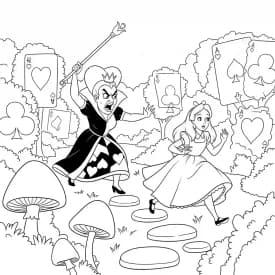 alice tomando chá com o chapeleiro maluco – desenho para colorir