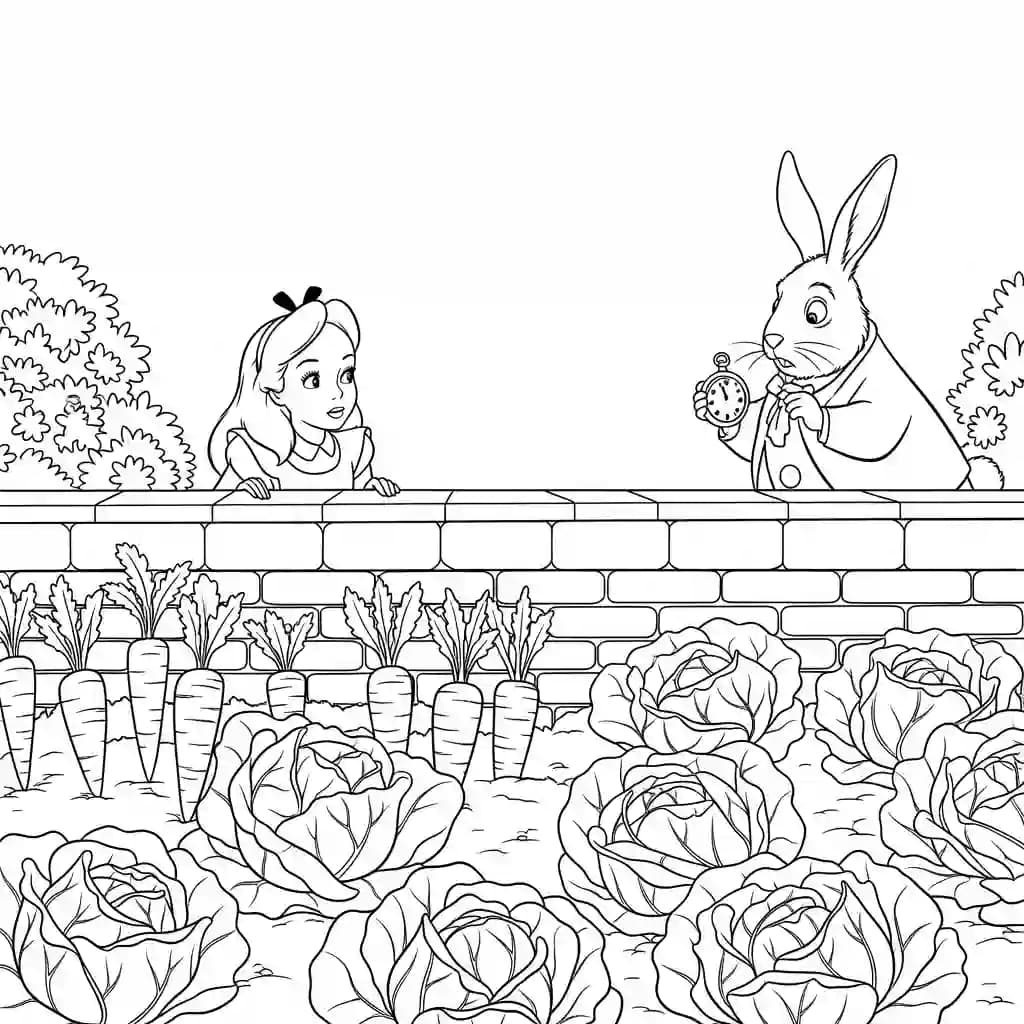 alice tomando chá com o chapeleiro maluco – desenho para colorir